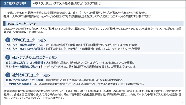 4章 「タテ」「ヨコ・ナナメ」「社外」におけるつながりの強化